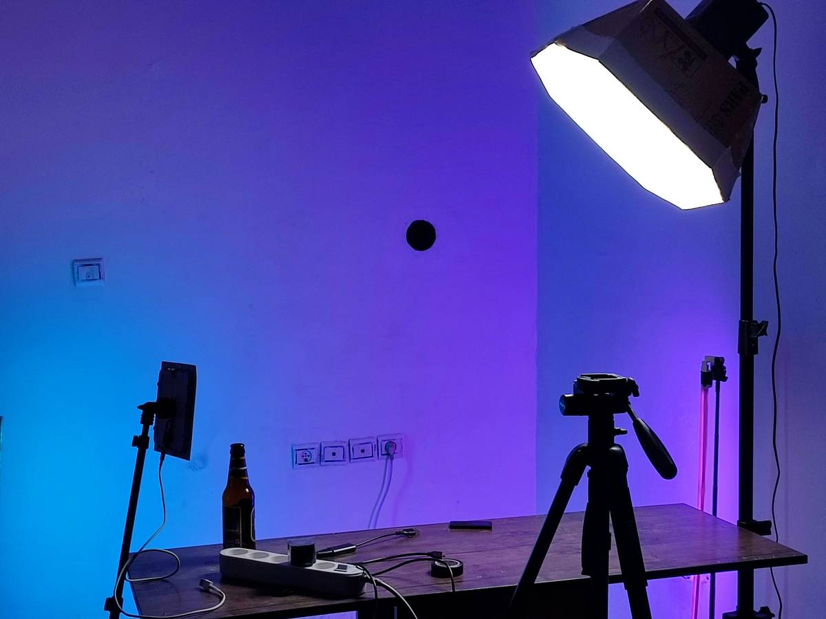 Close-up of video equipment light how to get calibration showing color temperature adjustment